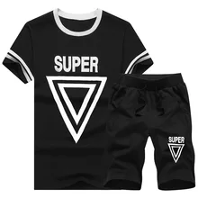 Летние Мода года короткий рукав Esporte костюм Для мужчин Повседневное пот с буквой o Средства ухода за кожей Шеи survete Для мужчин t коррида Homme MARQUE спортивный костюм Для мужчин 3XL