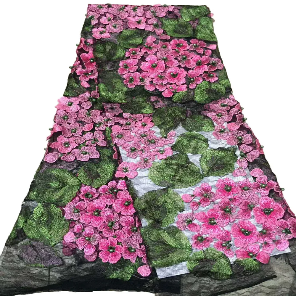 

Excellent Quality African Tulle Lace Fabric Luxury Design With Beaded Latest African Lace Fabric for gorgeous dress HX719-1