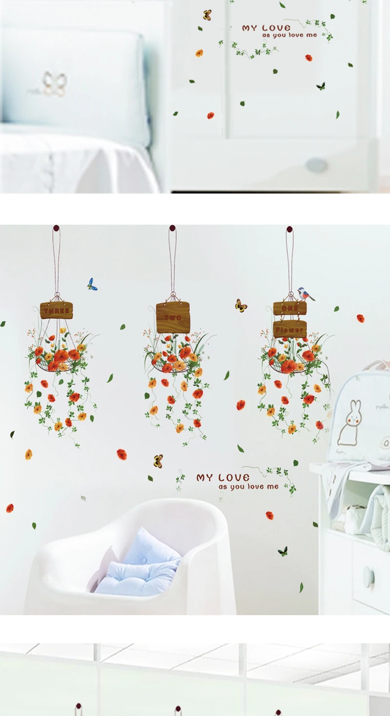 Beauty Of The Flower Basket Wall Stickers Bathroom Decoration