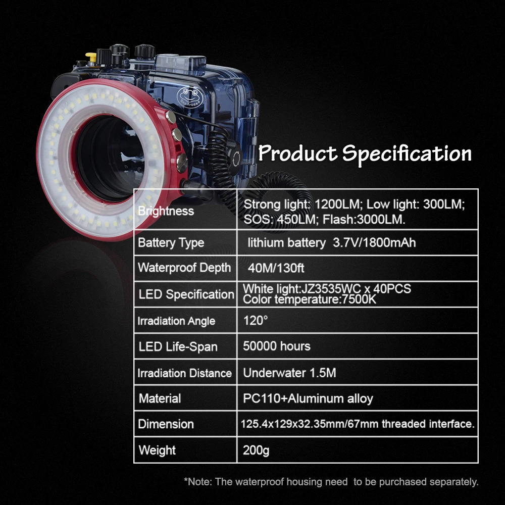 SL-108 67 мм водонепроницаемый подводный светодиодный светильник-кольцо для макросъемки Olympus TG-5 TG5 TG-4 sony A7 II A7R II Fujifilm X100F