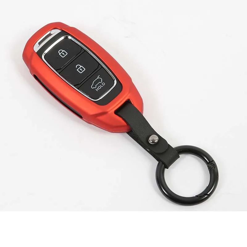 Lsrtw2017 цинковый сплав автомобиля защитный чехол дистанционного ключа для hyundai Santa Fe 4-го поколения - Название цвета: red