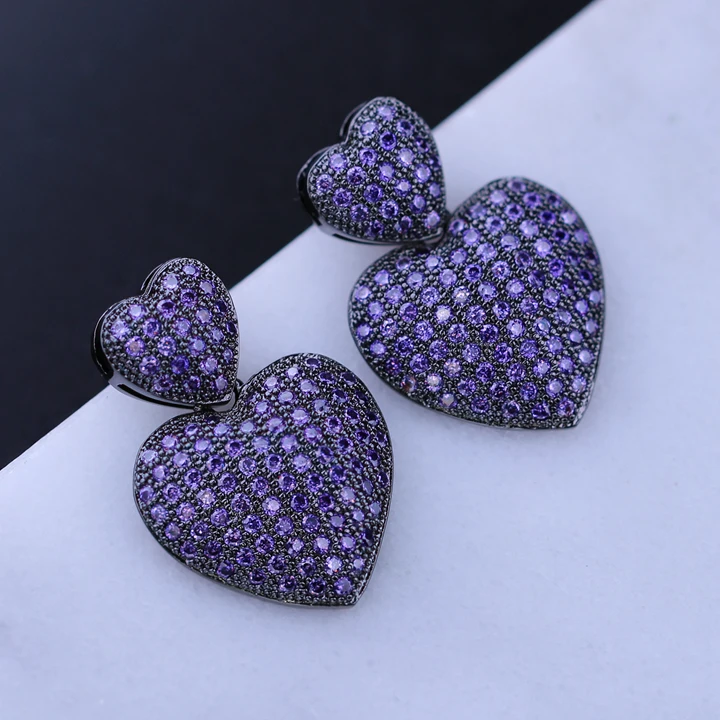 Винтажные Двойные серьги-гвоздики в форме сердца, серьги из кубического циркония, женские модные ювелирные изделия Bricons EWX005442