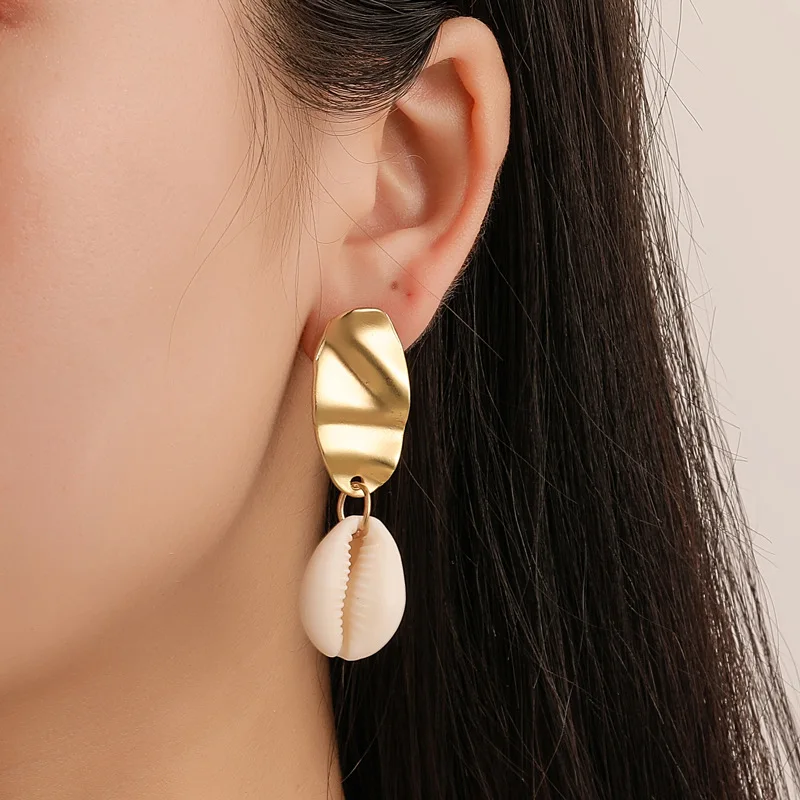 

Trendy Sea Shell Dangling Earrings For Women Summer Beach Big Seashell Hanging Drop Earrings Lady Jewelry