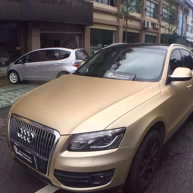 pics Gold Champagne Color Car tsautop premium 1 52m width matte chrome vinyl wrap matte stain champagne gold car wrapping foil air free bubbles