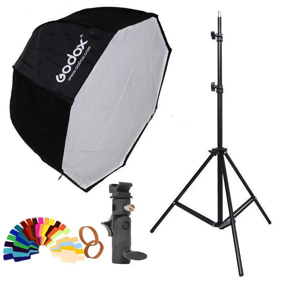 

Godox 80cm Octagon Brolly Umbrella Softbox Light Stand Umbrella Hot Shoe Bracket Kit for Flash Speedlite Video Studio