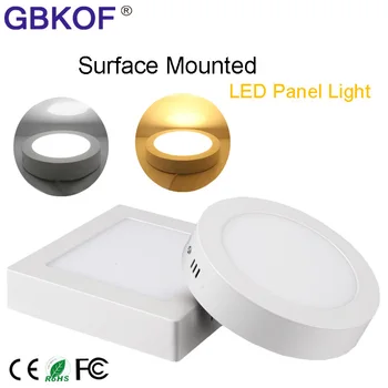 

Free shipping 6W/12W/18W/24W Round/Square Led Panel Light Surface Mounted Cold White Led ceiling lighting AC85-265V+Driver