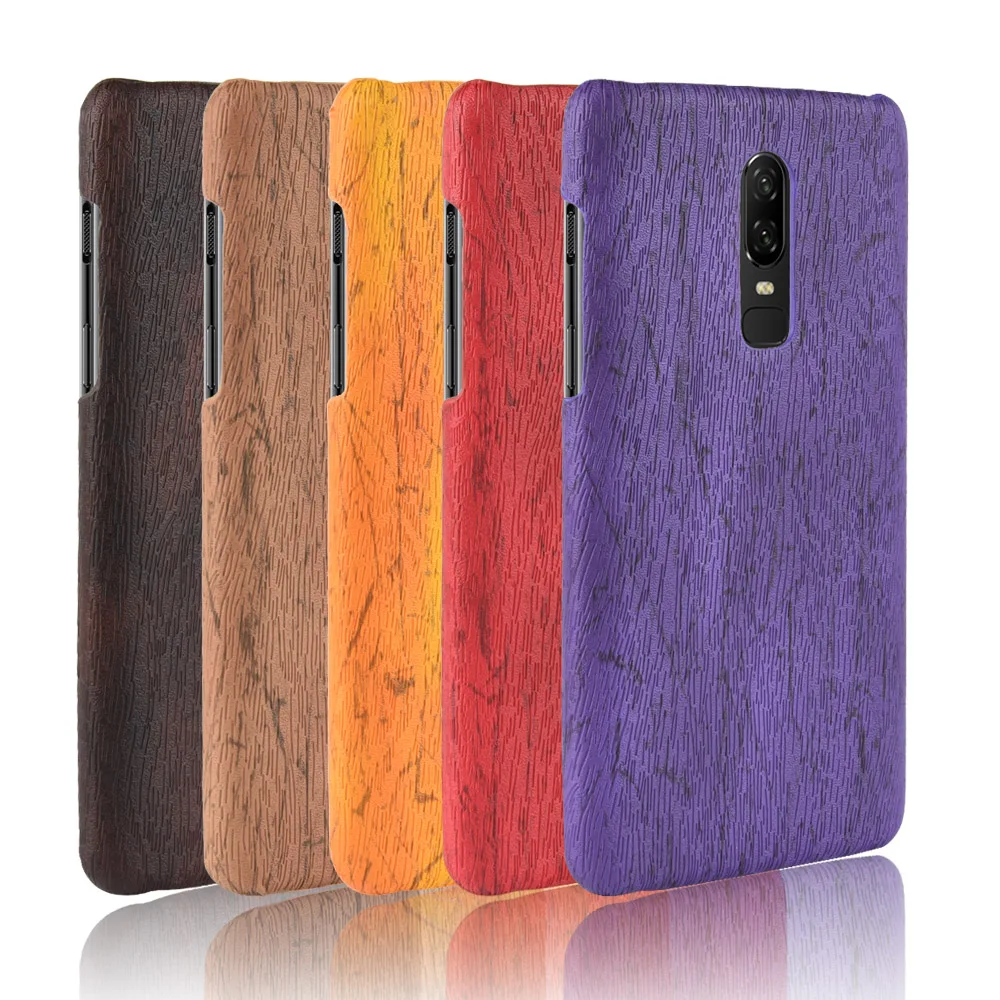 

For Oneplus 6 Case 1+6 Hard PC+PU Leather Retro wood grain Phone Case For One plus 6 Cover Luxury Wood Case for Oneplus6