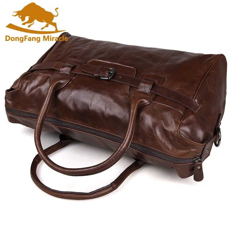 DongFang чудо натуральная кожа Дорожная сумка Мужская большая сумка для ручной клади мужская кожаная дорожная сумка на ночь для выходных большая сумка-тоут