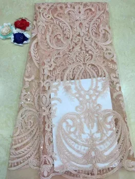 

NEW 2019 Latest Pink French Nigerian Lace Fabrics High Quality Tulle African Laces Fabric Wedding African French Tulle Lace