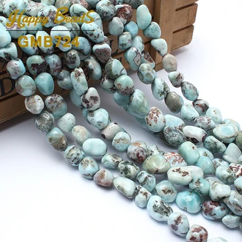 

8-10mm Natural Irregular Genuine Larimar Stone Beads Loose Spacer Beads For Jewelry Making Diy Bracelet 15inches Drop Shipping