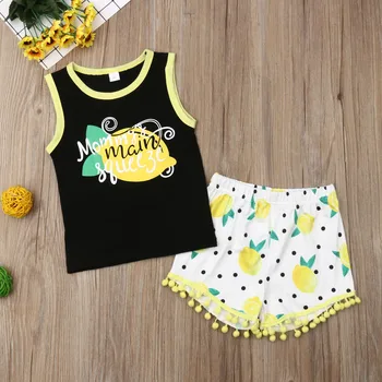 

Pudcoco Summer Toddler Baby Girl Clothes Fruits Print Cotton Sleeveless Tops Vest Tassel Shorts 2Pcs Outfits Clothes Summer