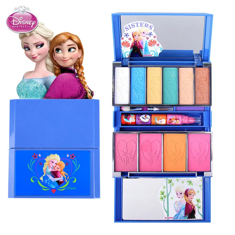 girls Disney frozen Cosmetics Safety Non-toxic Snow Ice Princess Cosmetic Box Set Performed Home Lipstick toy gift