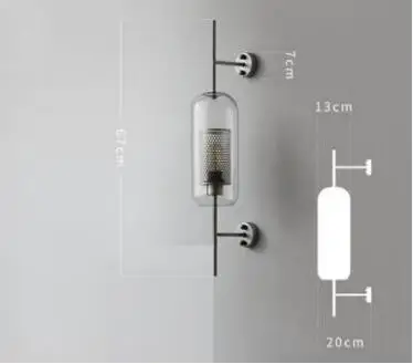 Современный из прозрачного стекла абажур Бра Настенные светильники для изголовья для спален Ресторан кабинет подвесные светильники чердак, ретро, железо - Цвет абажура: silver grey 67cm