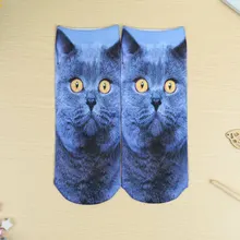 Дышащие носки унисекс милые цветные повседневные носки с 3D-принтом и низким вырезом 20 см/8,7 дюйма Мягкие носки с котами из мультфильма