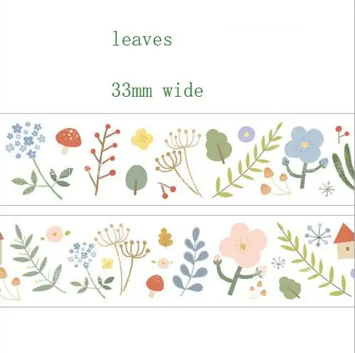 

33mm Forest house series Fresh kawaii leaves plant Washi Tape DIY Scrapbooking Sticker Label Masking Tape School Office Supply