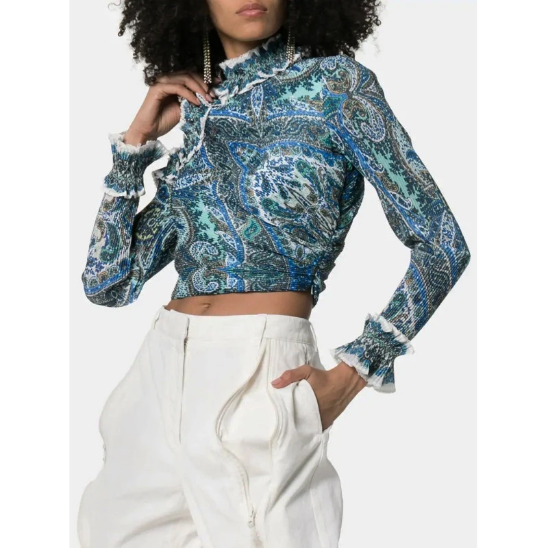 

2019 new women's sexy shirt women's stand collar Slim shirt summer fashion RUFFLE NECK BODICE