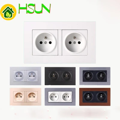 

146 type France Socket 4 hole panel 16A Wall switch Power Supply European socket White gold stainless steel Champagne gold