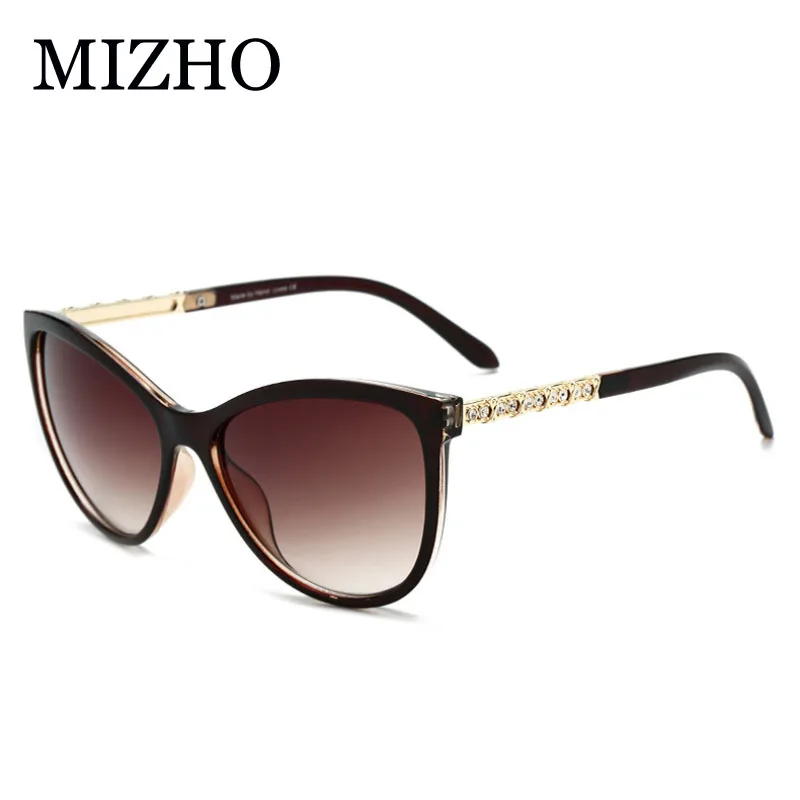 MIZHO Fashion Crystal Sunglasses Women Brand Designer Vintage Ladies 2019 Pink Small Frame Gradient Sunglass Cat Eye Retro