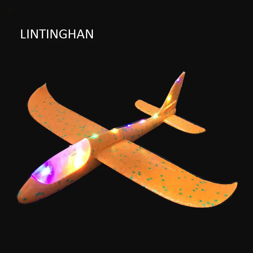 Large glider Sliding plane BACK Xiang Hand throwing foam children interactive toy new with light illuminating luminous LINTINGHA
