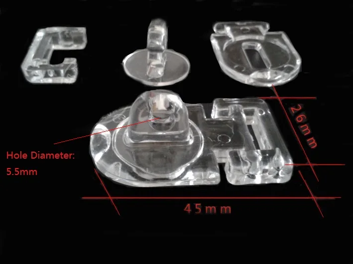 10 шт./лот высокое качество L45x26mm с отверстием диаметром 5,5 мм кристально-прозрачный акриловый шарнир ящик дверной замок