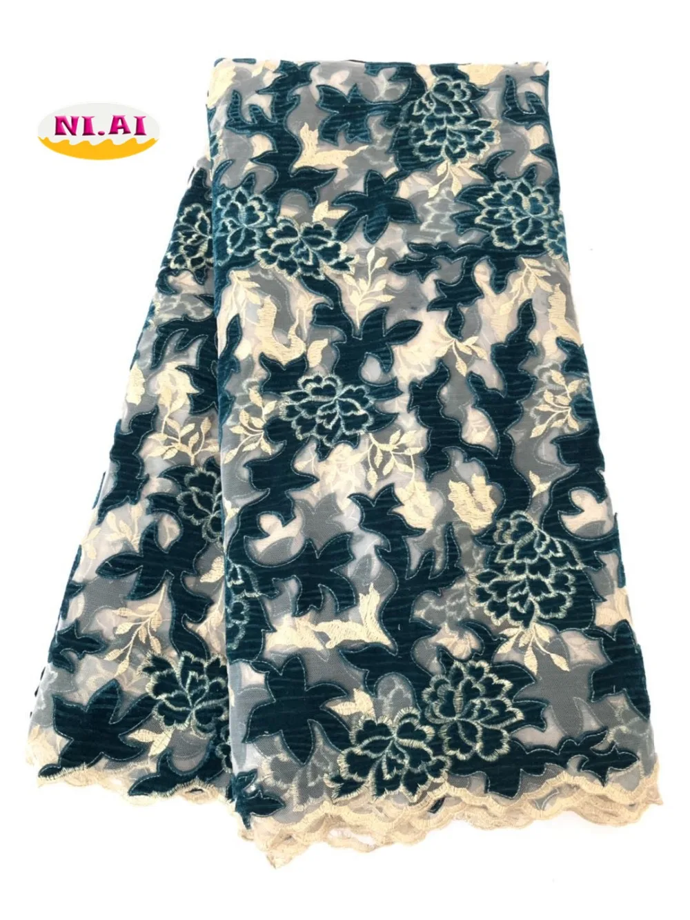 

Green Velvet Lace Dresses, Newest Lace Fabric, Best Selling 2019 Tulle Lace Fabric MR2603B