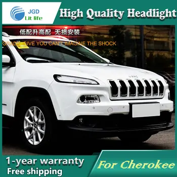 

high quality Car styling case for Jeep Cherokee Headlights LED Headlight DRL Lens Double Beam HID Xenon Car Accessories