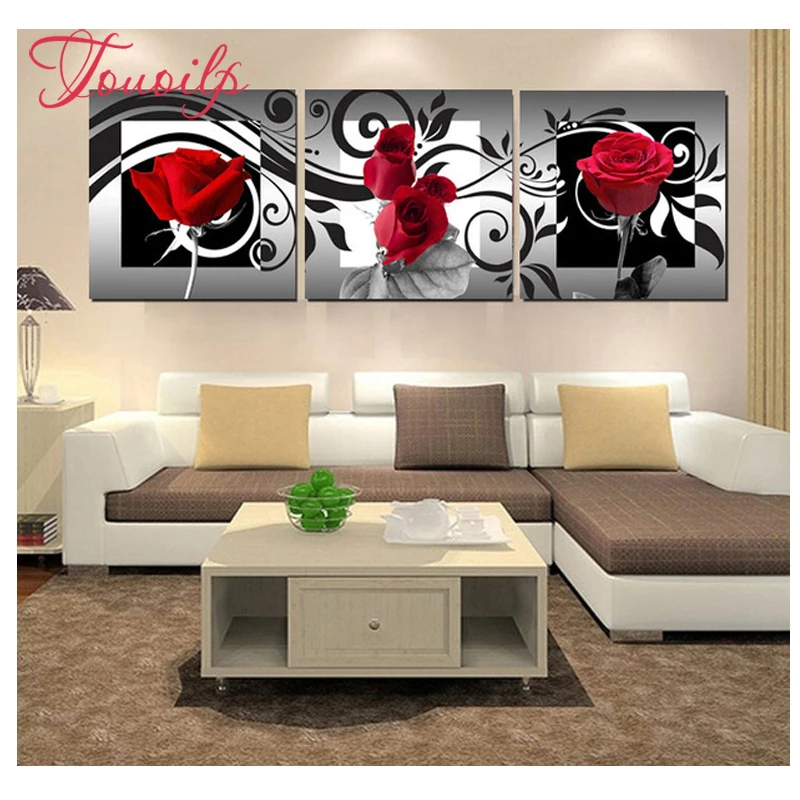 

triptych vertical,Diamond picture Diamond Embroidery"rose/flower"DIY Diamond Painting full square round Crafts mosaic Pattern