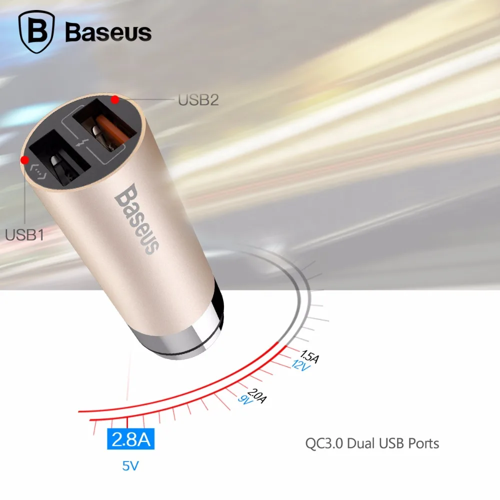 Baseus CarQ Series QC3 0 Car Charger Dual USB quick charger for iPhone for smartphone tablet