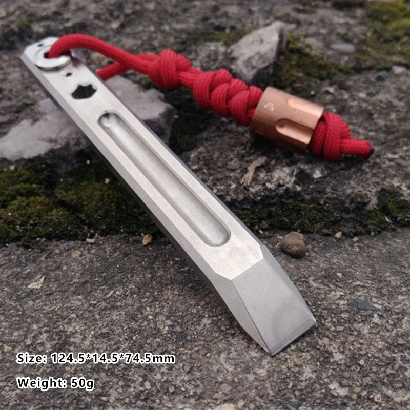 EDC Titanium TC4 124 мм Длина 74 толщина Prybar Cowbar Pry бар 50 г с шестигранным гаечным ключом