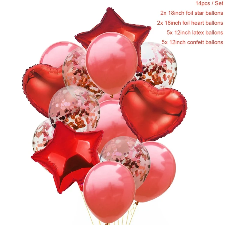 Йориу с днем рождения конфетти для воздушного шара Латексные Шары Любовь балон фольги Воздушные шары набор Oh Baby Shower мальчик девочка Свадебная вечеринка Декор - Цвет: Red Set 2