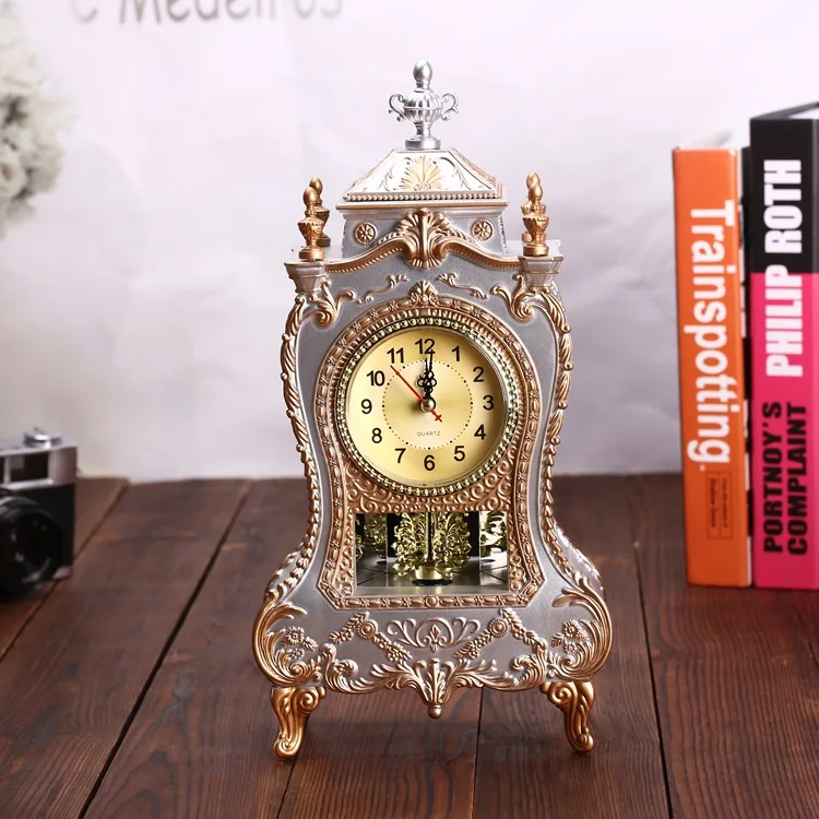Desk Sitting Room Sit Pendulum Clock Classical Royalty Sitting Room Alarm Clock Vintage Clock TV