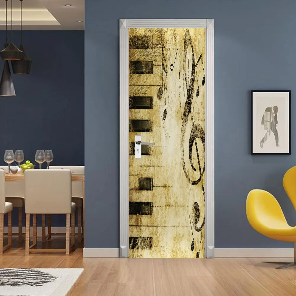 DIY черно-белые пианино ключи заметки двери наклейки ПВХ самоклеющиеся декоративные водонепроницаемые настенные наклейки фрески обои на дверь - Цвет: MT-346