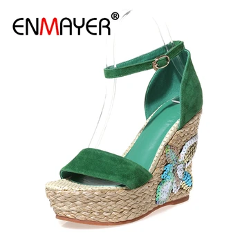 

ENMAYER Casual Buckle Strap Sandals Women Sandalias De Verano Para Mujer Plataformas Mujer Sandalias Size 34-39 ZYL2678