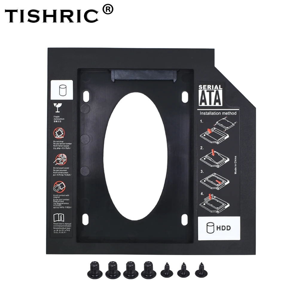 TISHRIC универсальный пластиковый 2nd HDD Caddy 9,5 мм SATA 3,0 Optibay для 2,5 ''SSD жесткий диск чехол Корпус для ноутбука DVD-ROM ODD