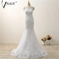 Vnaix w351 Пляж Свадебные платья щелевой сторона Sexy шифон Vestidos Де Noiva +2015 Летний стиль Свадебные платья Свадебные платья Событие