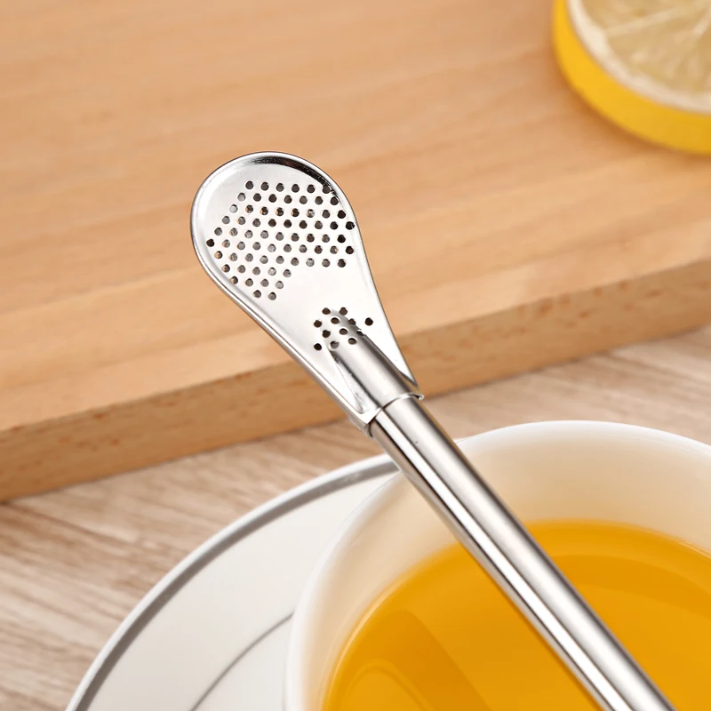 

Stainless Steel Drinking Straw Spoon Tea Filter Yerba Mate Tea Straws Bombilla Gourd Reusable Tea Tools Bar Accessories