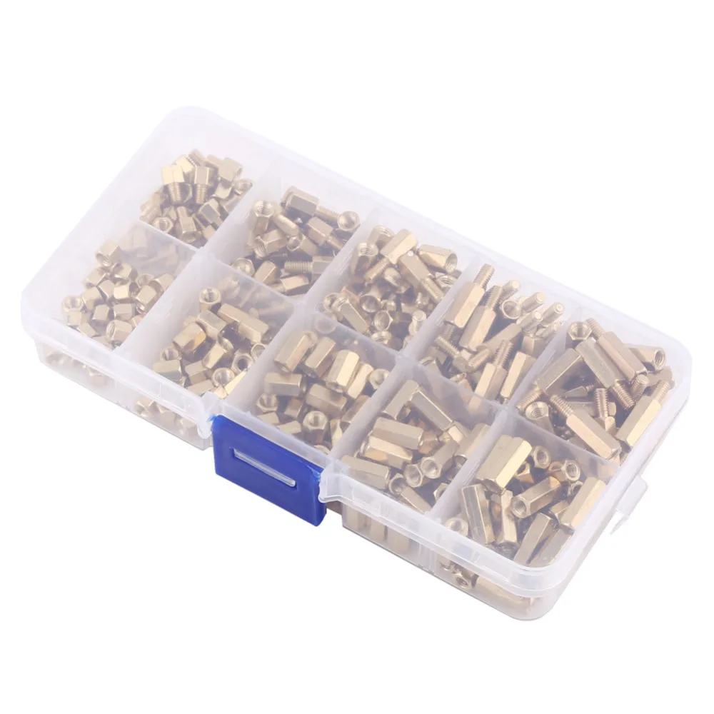 300pcs/set M3 PCB Brass Standoff Spacer Male Female Hex Standoff Spacer Hex Screws Nut