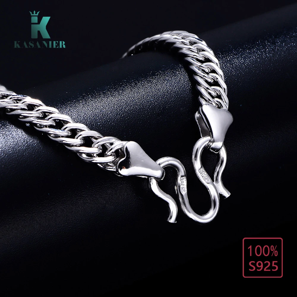 

New 2019 Wholesale Fashion Jewelry 925 Sterling Silver 6mm Mens 20-24inch Chain Necklace Gift Curb Original Jewelry KASANIER