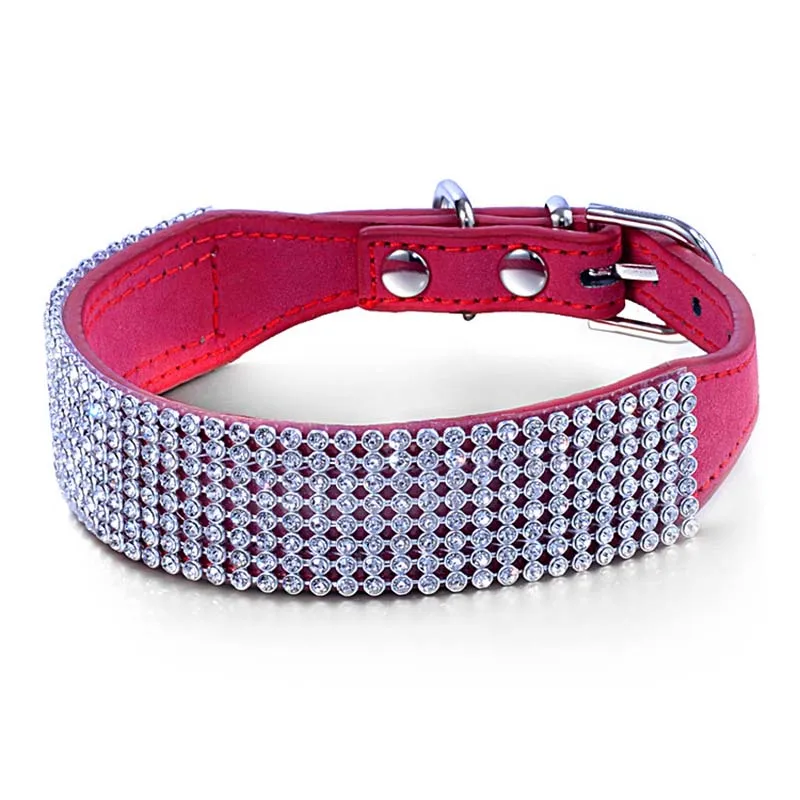 SYDZSW Dog Collar Luxury Crystal Diamand Puppy Pet Leads Black Red Rose Dog Necklace 372.5cm422.5cm Pet Products Dog Supplies2