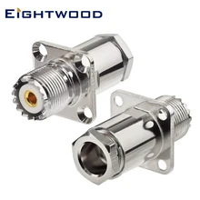 Eightwood 2 шт. SO239 UHF гнездо женский RF коаксиальный разъем прямой 4 Отверстия Фланец шасси крепление зажим для LMR-400 кабель адаптер