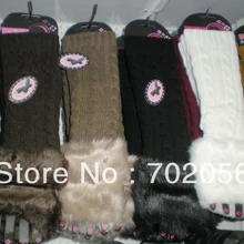 Новое поступление, зимние однотонные вязаные длинные перчатки без пальцев из искусственного меха, гетры для рук, 24 пар/лот, смешанные цвета#3421