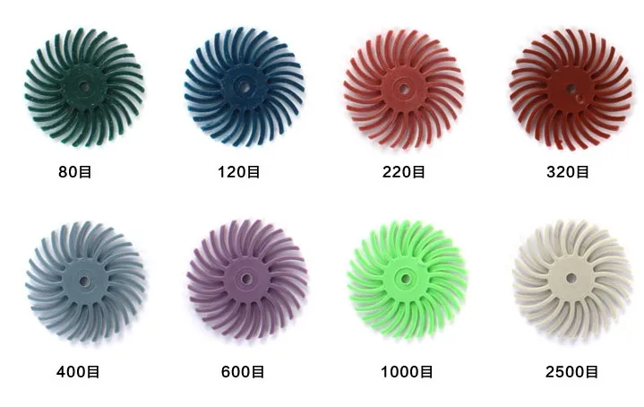 

Free Shipping 100 Pieces Jewelry Polishing Tool 3M Radial Bristle Discs Grain 80 to 2500