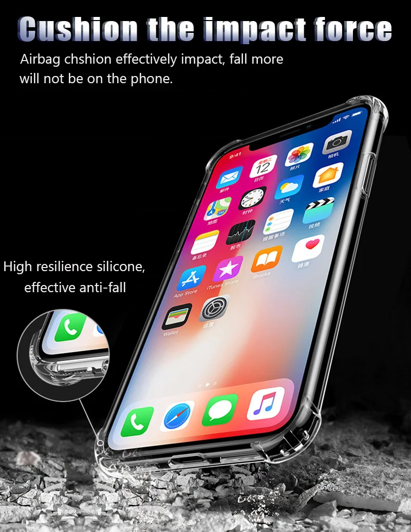 KIPX1046_12_Luxury Shockproof Transparent Cases for iPhone XS XR XS Max Soft Silicone Phone Case for iPhone 5S SE 6S 7 8 Plus Back Cover