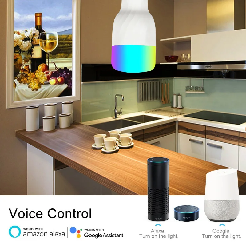 Умная лампа с Wi Fi 7 Вт E27 совместима Alexa и Google Home Assistant|Светодиодные лампы трубки| |