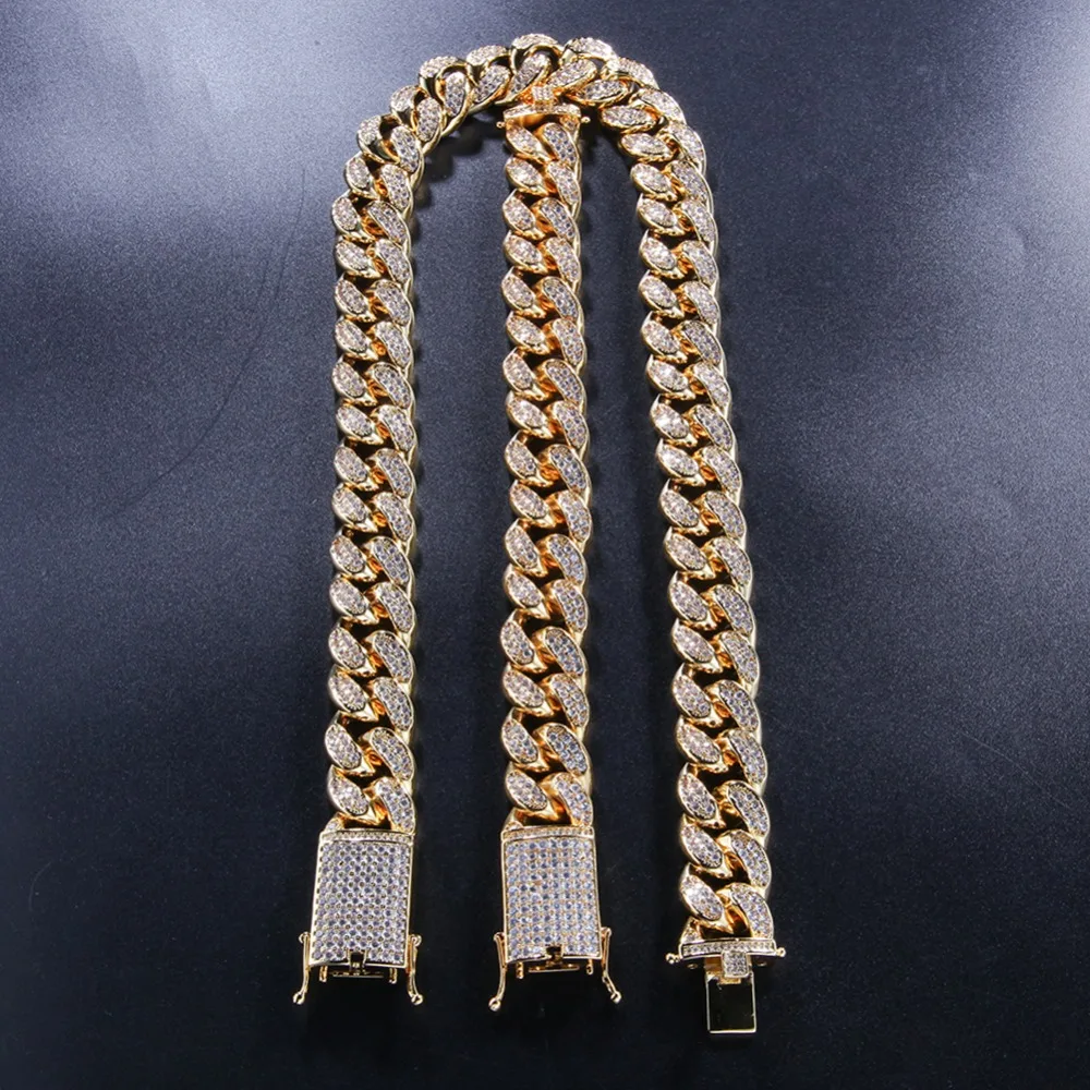 Best Uwin 20mm Cubic Zirconia Cuban Link Chains Bracelets Set Fashion Hiphop Iced Out Necklace Jewelry For Men Drop Shipping