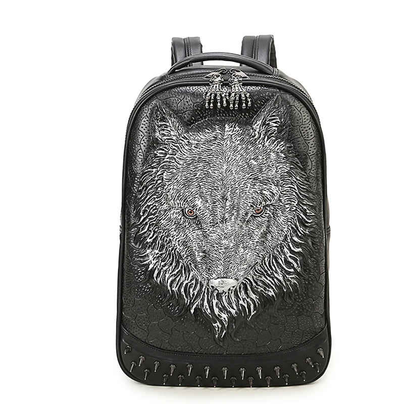 

New Arrival 2017 Male Functional Leather Backpack Black Pu Unisex Laptop Bags Animal prints Ladies Back Packs