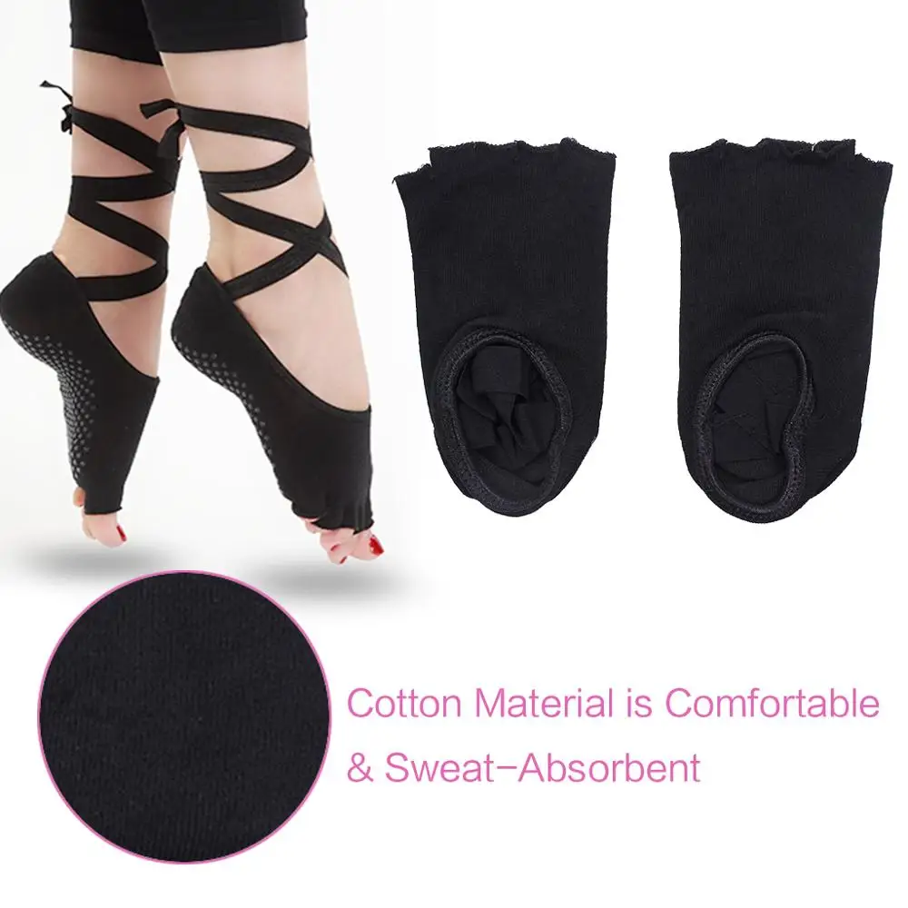 Elegant Yoga Dancing Socks For Women Pilates Gym Fitness Sports  Non-slip Bands Design (one pair) (5)