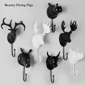 

European deer horse head decoration hook creative porch sitting room bedroom wall three-dimensional animal multifunctional coat