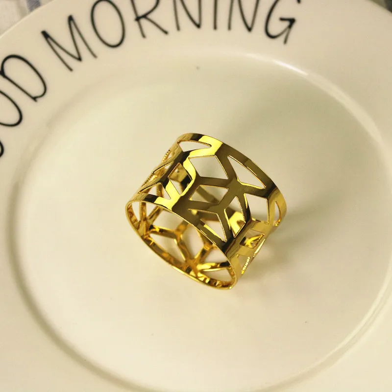 

6PCS stainless steel gold / silver napkin ring wedding wedding supplies geometric napkin buckle