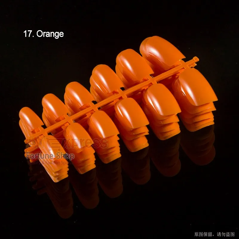 TKGOES,, 3 упаковки, 120 шт., кончики для ногтей, короткий дизайн, накладные ногти, полное покрытие, накладные акриловые ногти, искусственные свежие - Цвет: 17 Orange
